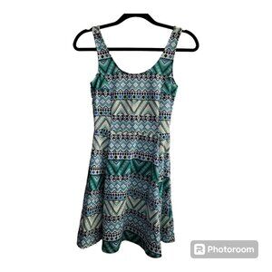 H&M Divided Blue/Green Aztec Patterned Summer Dress